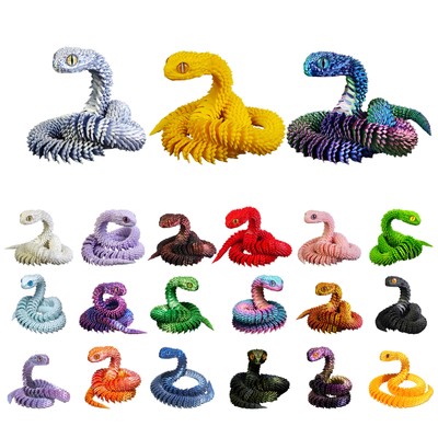 3D -gedruckte Tiere Schlange Viper Schlange Flexible Schlangenschreibtisch Dekor