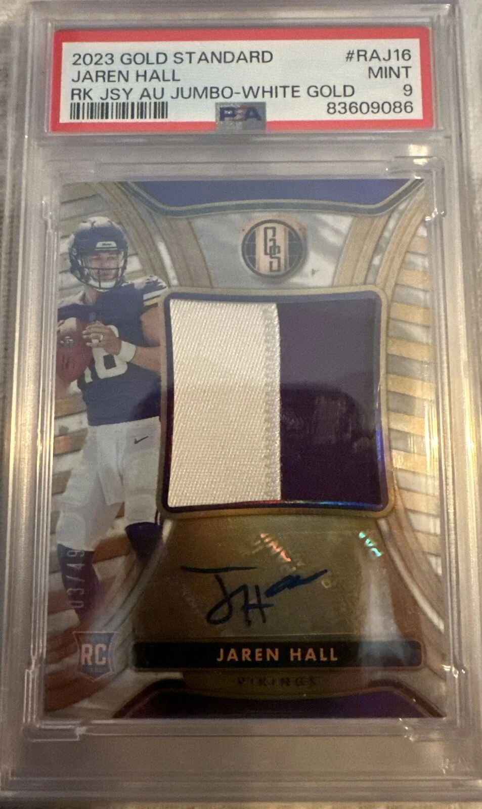 Jaren Hall Panini Gold Standard Rookie Jersey Autographs Jumbo #RAJ16 White Gold