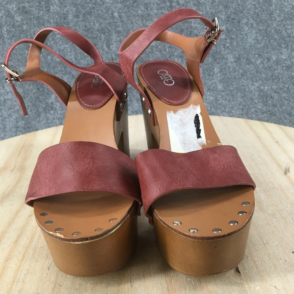 Sandalias Cato para mujer 6 M plataforma correas al tobillo rojas imitación cuero tachonado informal Foto 4 de 4