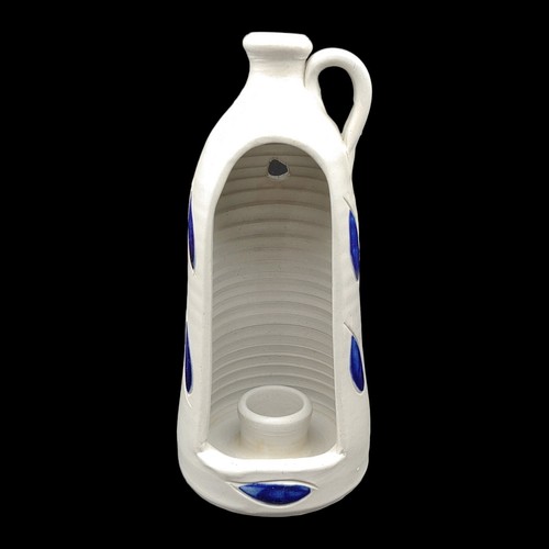 Williamsburg Pottery Candle Stick Holder, 8.5" Tall Cobalt Blue Gray