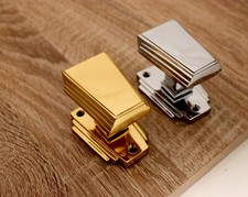 Coppia Manopole Porta Art Déco Set Manici Ottone Solido Vittoriano Mortice Ottone o Cromato