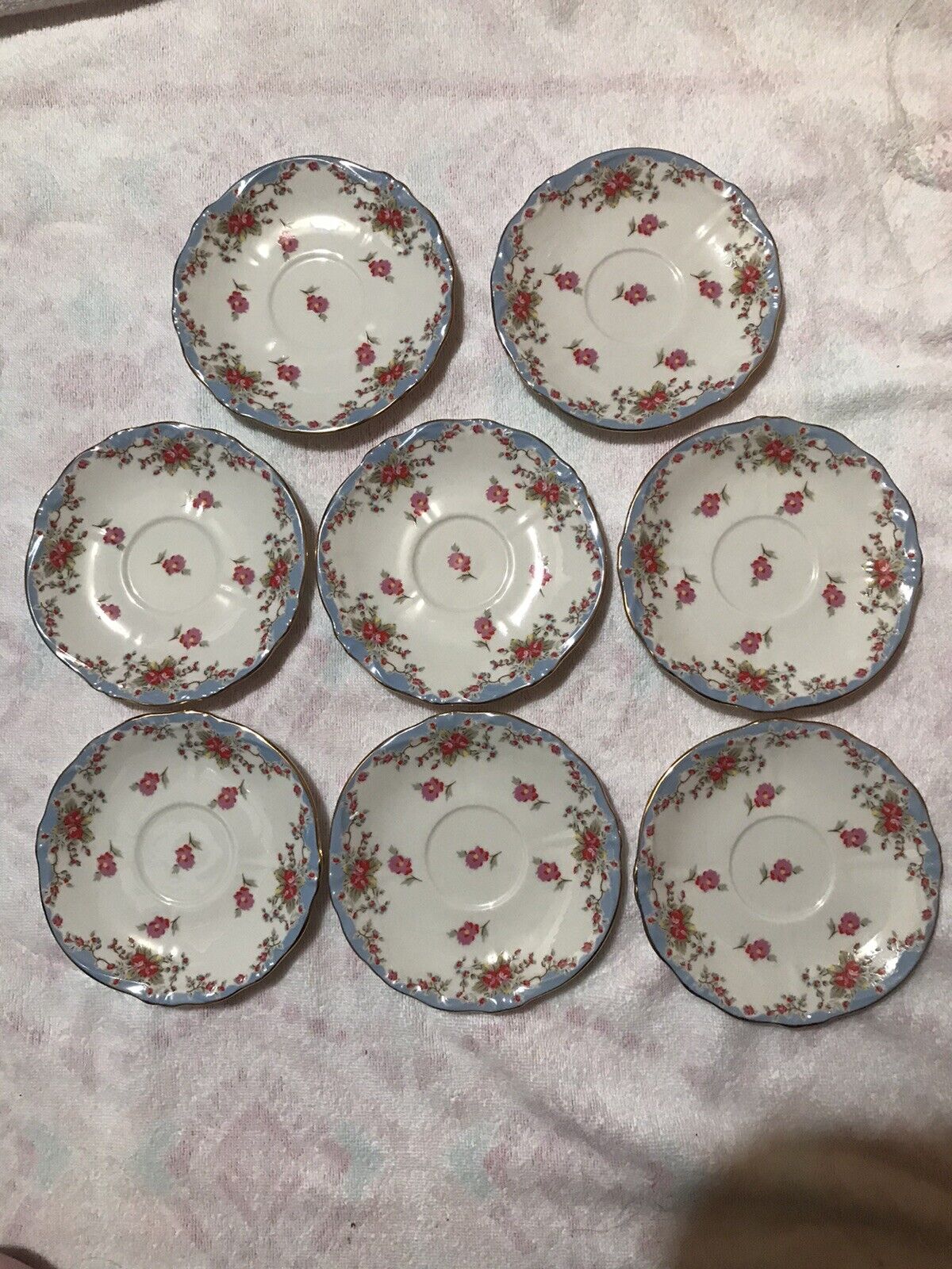 Grace Teaware Floral fined porcelain Dessert plates. Set Of 8 Plates.