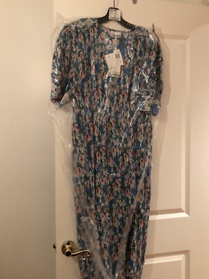 GANNI Pleated Floral Georgette Dress In Floral Azure Blue Size 40 Orig. $325 NEW | eBay GANNI Pleated Floral Georgette Dress In Floral Azure Blue Size 40 Orig. $325 NEW | eBay