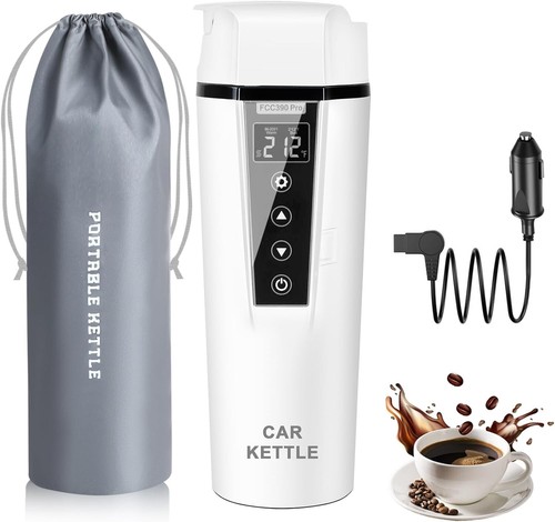 Car Electric Kettle 12V/24V Portable Water Boiler Heated Travel Mug