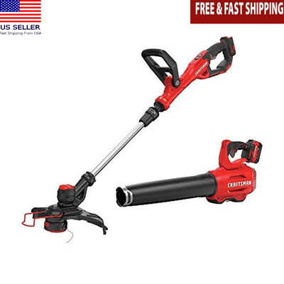 Cordless String Trimmer Leaf Blower Combo 2-Speed Automatic Line Advance Red New