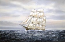 Ceramic Tile Mural Bathroom Backsplash - Clipper Ship - by Jack Wemp