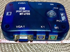 Commutateur KVM 2 ports MT-270S : VGA 1 & 2, PC 1 & 2, M1 & 2, K 1 & 2
