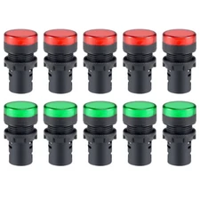 10pcs AC/DC 110V Indicator Lights Red+Green LED, Flush Panel Mount 7/8" 22mm