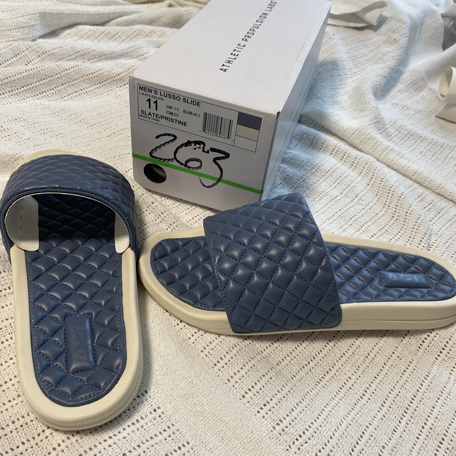APL Sandalo Uomo Lusso Slides Trapuntato PROPULSIONE ATLETICA LABORATORI Blu Ardesia 11 Nuovo