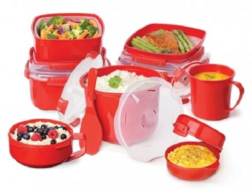 Sistema Microondas Lonchera Contenedor Comida Caliente Tazón Gachas Taza Plástico Klip It Foto 2 de 4