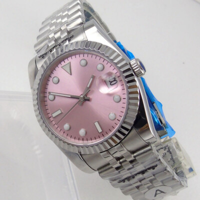 36mm/40mm Sapphire Men's Watch Japan Miyota 8215 Movement Pink Face Date Unisex
