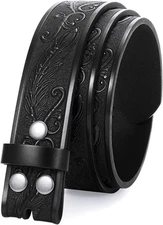 JASGOOD Western Leather Belt Strap for Men Fits waist size 39-43, A-black 