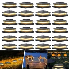 6-24Pcs Solar Post Cap Light For 4x4 Outdoor Waterproof LED Deck Fence Light