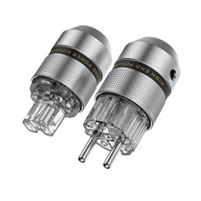 HIFI Aluminum EU Schuko Power Plug Male IEC Female Rhodium Plated Connector