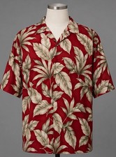 Pierre Cardin Shirt, Men's Size XXL, Red White Brown, Floral, Button Up Hawaiian