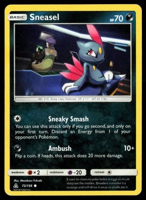 2018 Sun & Moon - Ultra Prism Sneasel #73 Non Holo Pokemon Card