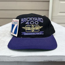 Vtg 1994 NASCAR Snapback Hat Brickyard 400 Inaugural Race Logo 7 Cap Black NWT