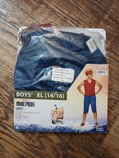 Netflix One Piece Monkey D. Luffy Child Costume Vest Shorts Hat XL 14/16 NEW
