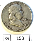 Silver 1953 D Franklin Half Dollar 50 cent coin Good 90% Silver