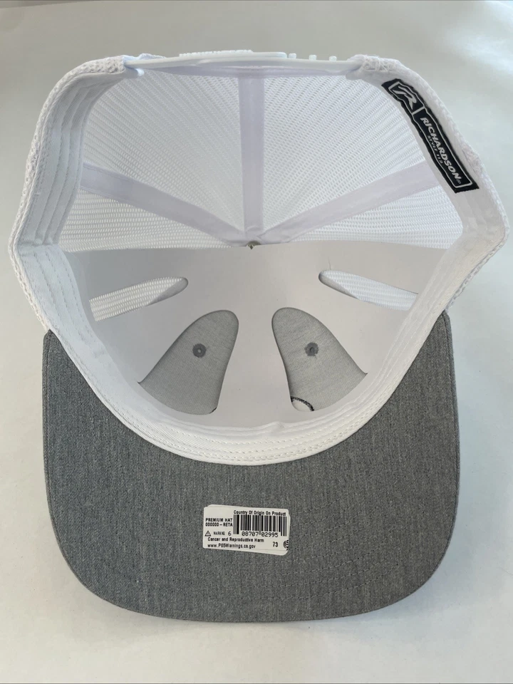 NUEVO Dover Bluff Hat Co Trucker Richardson Bordado Gancho Gorra Gris y Blanco Foto 4 de 4