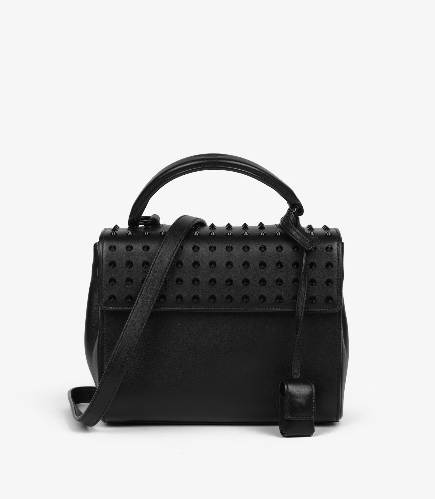 Borsa Saint Laurent nera in pelle di vitello con borchie SO nera con manico superiore moujik