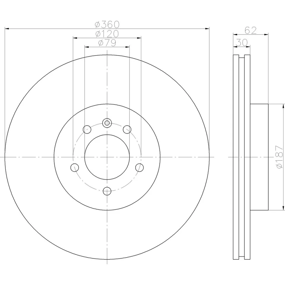 Rotor de freno de disco Hella Pagid 355122922 para 06-16 LR4 Range Rover Sport Foto 3 de 4
