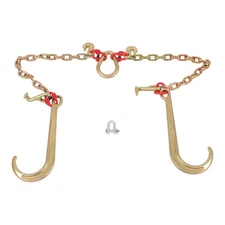 G80 5/16" x 2' V Type Towing Chain Bridle with 15" J and Grab Hooks Steel