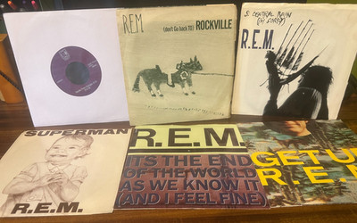 R.E.M. Collection Lot of 45 RPM, 7 Inch Records Radio Free Europe, Rockville, ++