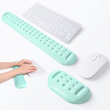 Turquoise Green Keyboard Mouse Wrist Rest Set Memory Foam Soft Gel Ergonomic