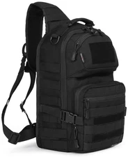 Military Tactical Crossbody Sling Bag One Strap Backpack 15L Black | Fit 12 I...