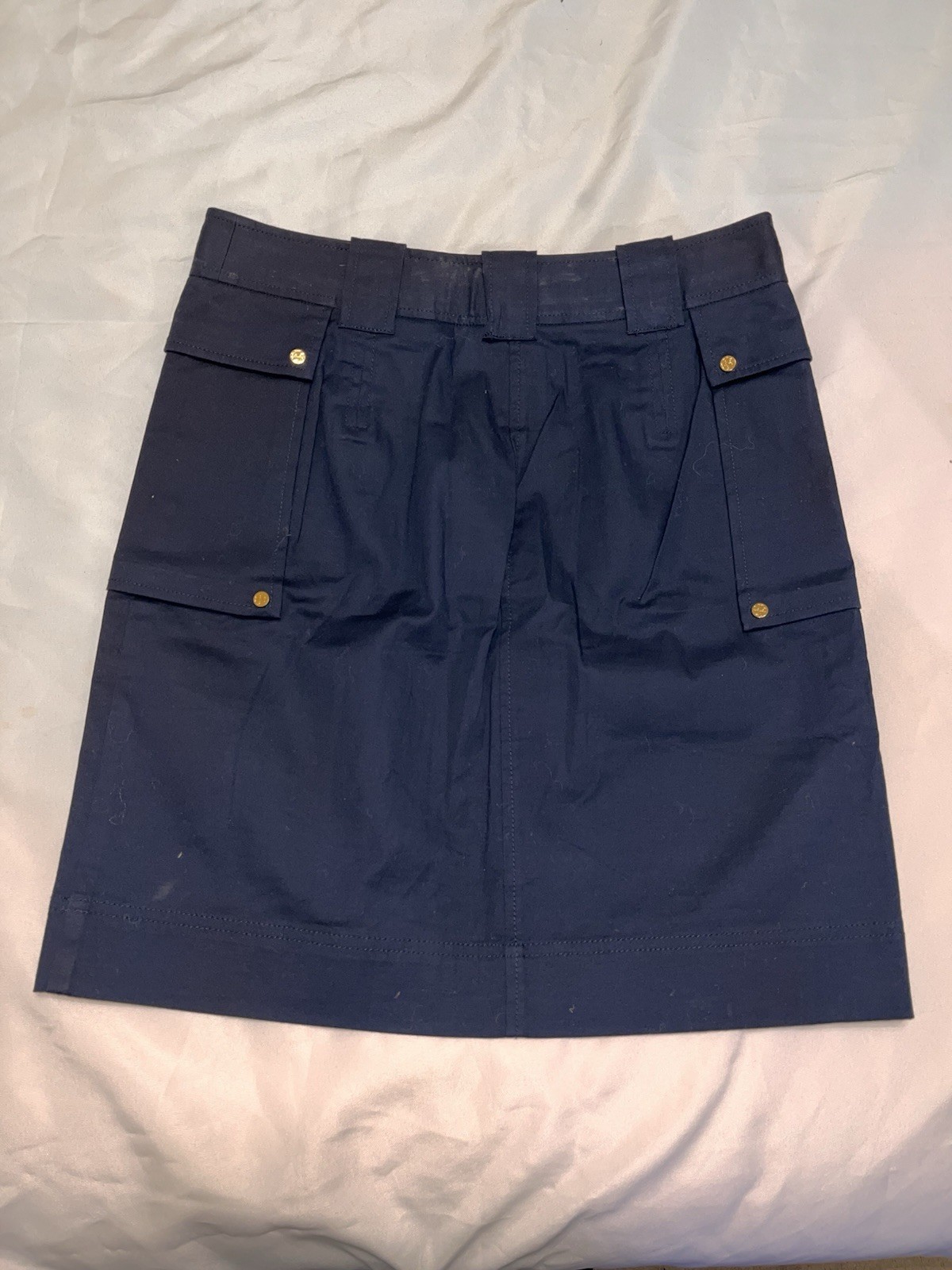 NWOT Tory Burch Navy Davy Four Pocket Skirt. Size 4. Golden TB symbol accents.  thumbnail 6