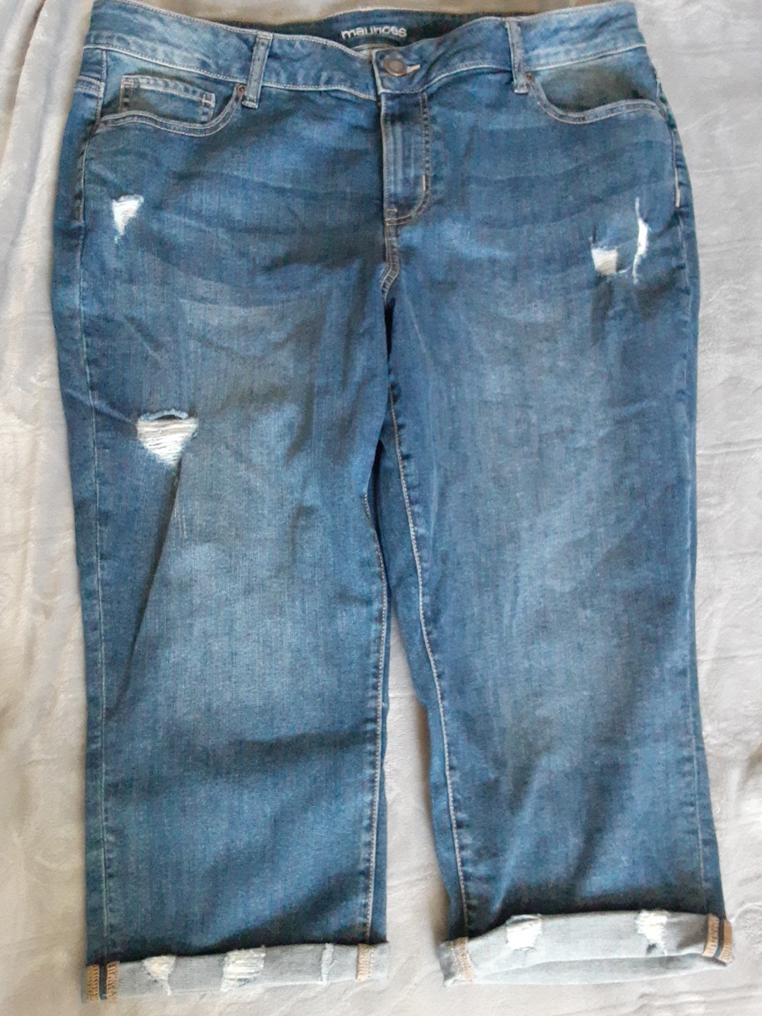 Maurices Distressed High Rise Capri Jeans Size Womens 18w
