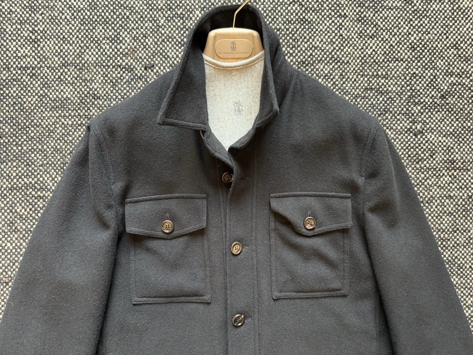Brunello Cucinelli Cashmere Shirt Jacket, Lined, Black, Size 48 (medium). $6,495 image 2