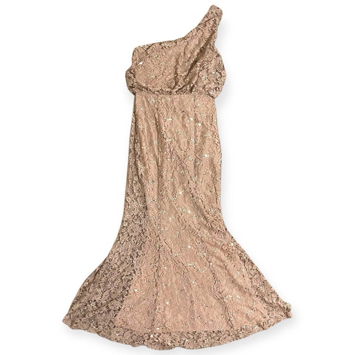NWT Maria Bonita One Shoulder Long Beige Sequin Evening Dress Size Medium |  eBay