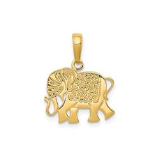 10k Yellow Gold Elephant Pendant Animal Charm Hindu Totem Symbolic Jewelry