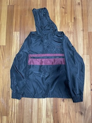 Primitive Apparel Men's Black Burgundy Hooded Windbreaker Jacket Skateboarding