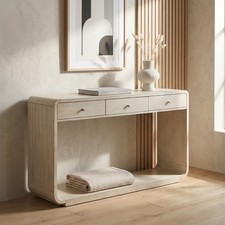 Vintage Entryway Console Table with Storage Drawers Display Shelf Curved Legs