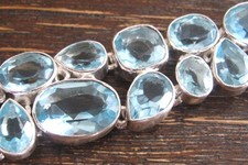 Blautopas Armband facettiert breit 925 Sterling Silber 21 cm bracelet blue topaz