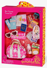 Our Generation Pink Bon Voyage Travel Bag Set w/ Sunglasses for 18 in Doll