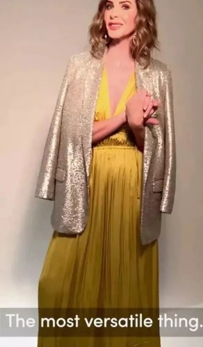 BNWT Massimo Dutti Zara Trinny Sequin Gold Metallic Blazer Jacket S UK 8-10 - Picture 5 of 12