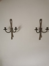2 x  Messing Wandkerzenhalter Vintage