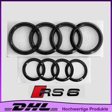 285mm+202mm Ringe Deko Badge V+H Kühlergrill Grill Für Audi A6 RS6 S6 12-17 NEU