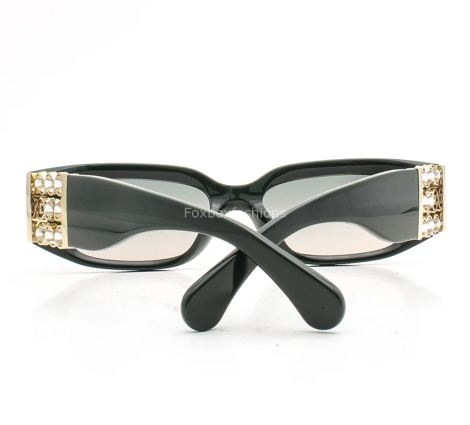 Gafas de sol Chanel ch5544A 1791/S3 verde oscuro cuentas giratorias transparentes con estuche Foto 3 de 4