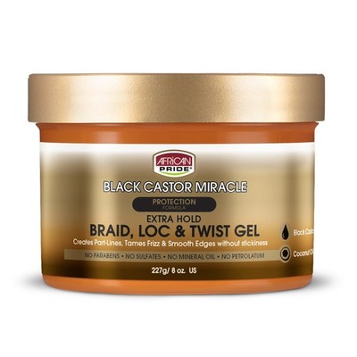Black Castor Miracle Extra Hold Braid, Loc, Twist Gel, Tames Frizz & Edges, P...