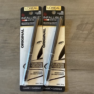 2 L'Oreal Paris Infallible Original Eyeliner Smudger Included #581 Black Brown