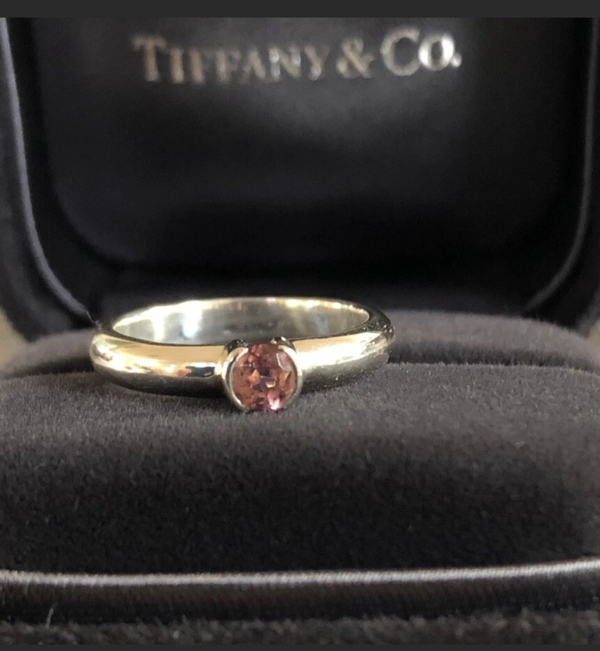 Tiffany & Co. Sterling Silver Pink Ring Gemstone Fine Rings for