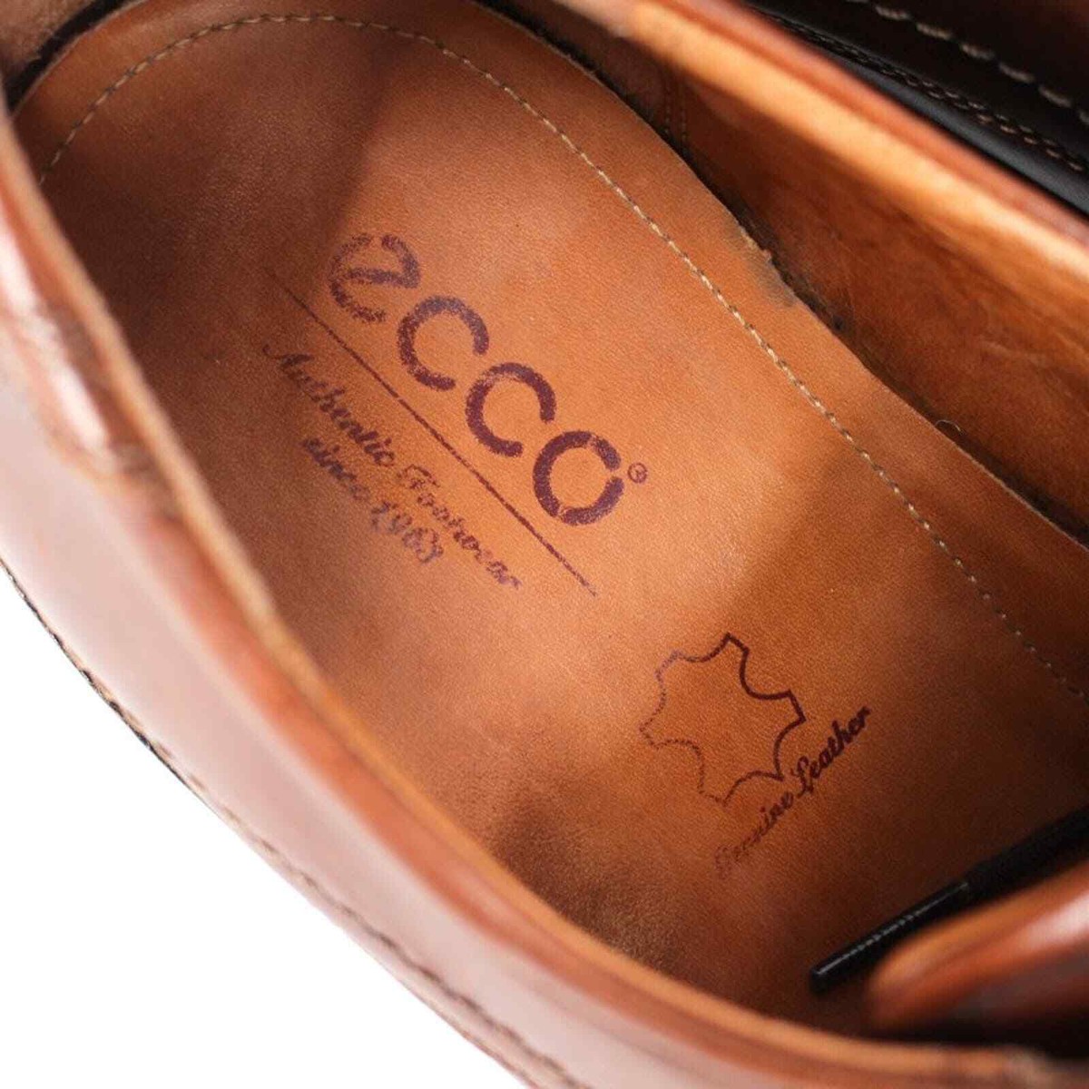 Ecco Brown Leather Lace Tie Almond Toe Derby 47 US 13.5 Wide 