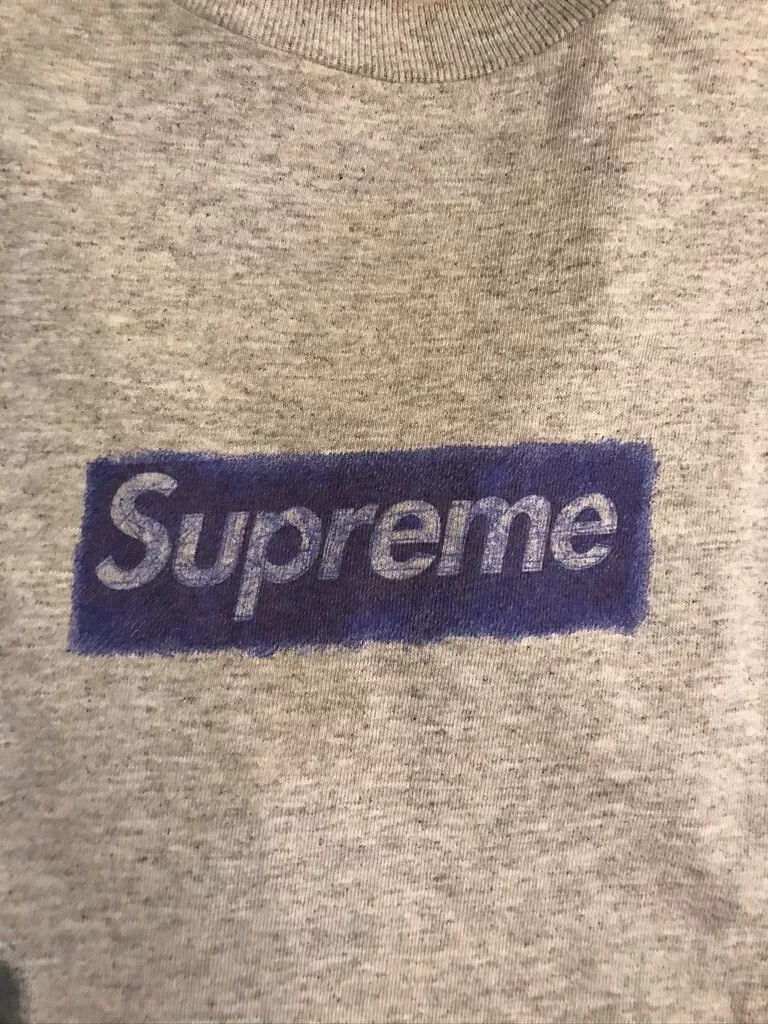 SUPREME 2003 Pen Box Logo Tee Molodkin BOX Logo T shirt Heather Grey Size Medium