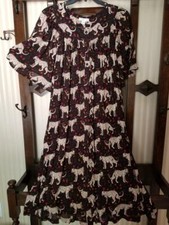 NWT GO SOFTLY WASHABLE CRINKLED RAYON MUU DUSTER HOUSE DRESS BTN FT ANIMAL L