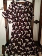 NWT GO SOFTLY WASHABLE CRINKLED RAYON MUU DUSTER HOUSE DRESS BTN FT ANIMAL L